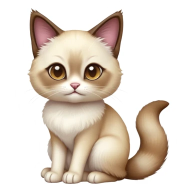 cinematic-[snowshoe cat]-realistic-full-body-sitting-emoji,-tail-curled-playfully-around-its-paws,-head-tilted-dramatically,-fluffy-[siamese]-fur,-simplified-yet-realistic-focused-features,-highly-detailed,-glowing-with-an-almost-sarcastic-glow sticker