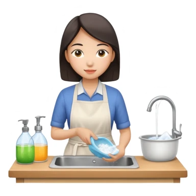 aisan Woman washing dishes sticker
