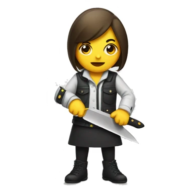 Chick holding a knife sticker
