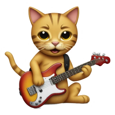 Cat playing the bass guitar sticker