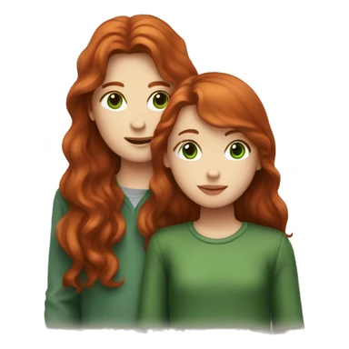 Redhead girl with brown eyes kissing boy with long brown hair and green eyes sticker