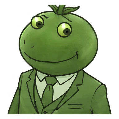 A tomato man wearing a suit sticker
