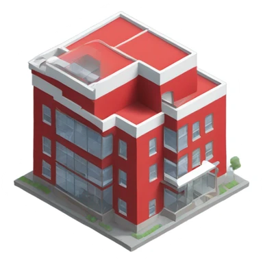isometric red, modern, single storey building sticker