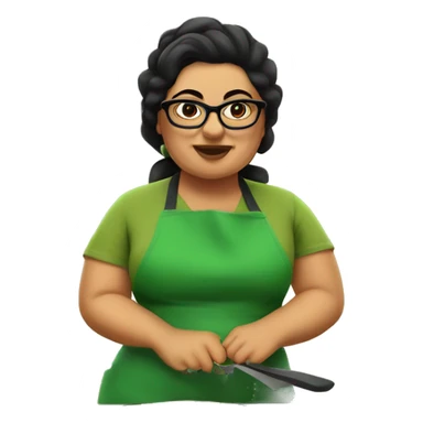 mexican chubby lady green apron  with glasses cooking tacos sticker
