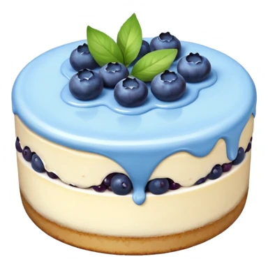 Cheesecake with blue cream on top and blueberries sticker