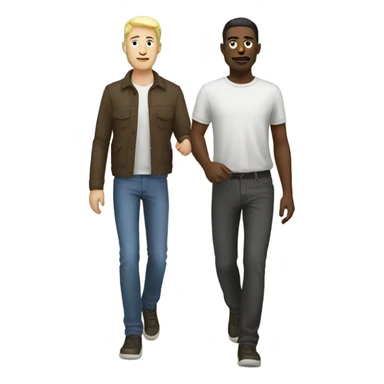white skin man walking with his friend  sticker