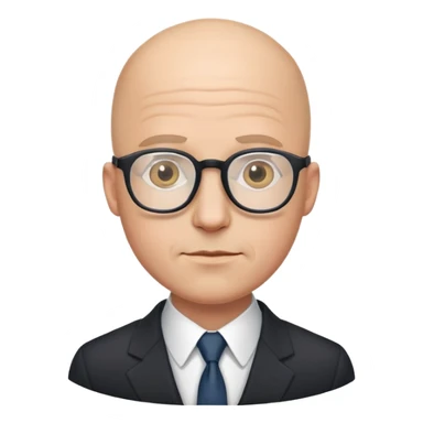 bald man in suit wearing glasses sticker