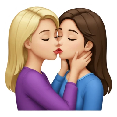 blond girl kissing brunette girls neck sticker