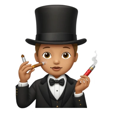 A baby smoking a cigar while wearing a top hat sticker