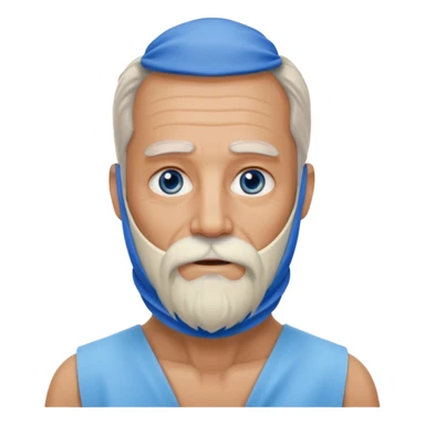 Older man with a full long beard, a medical neck brace, and blue eyes. sticker