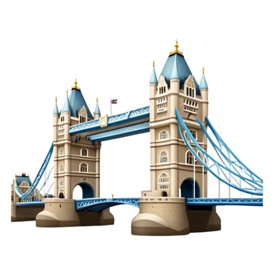Cinematic Realistic Tower Bridge Landmark Emoji, depicted with iconic Victorian architecture spanning the River Thames, rendered with lifelike textures and dramatic natural lighting that captures its majestic presence. sticker
