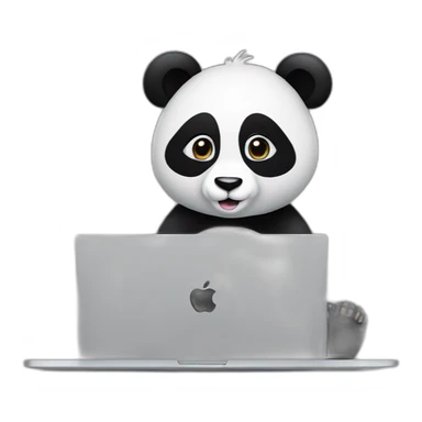 panda girl is working on apple laptop sticker