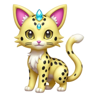 Colorful Shiny Neon-colored Sparkly Unqiue Ethereal cute Adorable furry Liepard-Skitty-Delcatty-Pokémon-Fakémon-hybrid-creature (full body) sticker