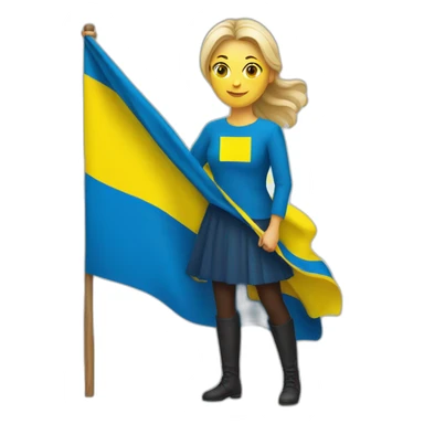 woman with Ukraine flag sticker