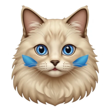Ragdoll cat, with dark nose/center face area with surrounding beige fur, bright blue eyes sticker