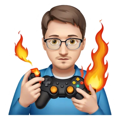 Edward Snowden holding out a gaming controller in his right hand that is on fire  sticker