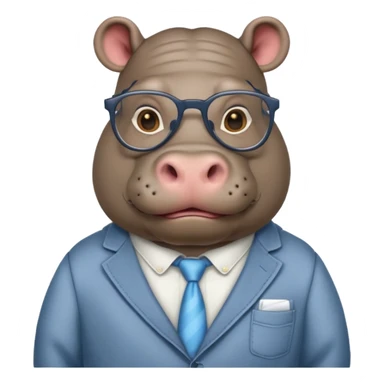 hippo with clothes and wearing glasses sticker