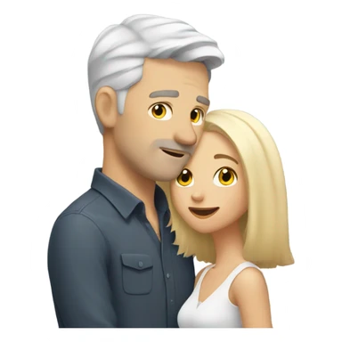 White man - short grey hair - no facial hair - kisses blonde girl  sticker