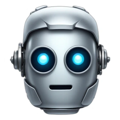 A robot with eyes like a led display, hears like silver plates and a big moustache sticker