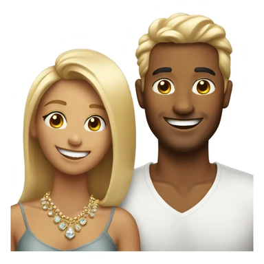 smiling couple with jewelry sticker