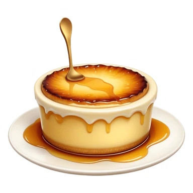 Cinematic Realistic Cr√®me Br√ªl√©e Dessert Emoji, depicted as a rich custard with a perfectly caramelized sugar top rendered with exquisite textures and warm, inviting lighting. sticker