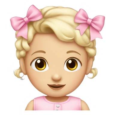 Baby white girl wearing pink bow sticker