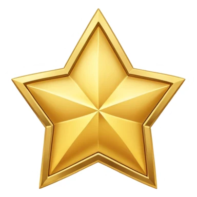 JUST THE CIRCLE golden medal in star shape, central empty space, details in border, golden sticker