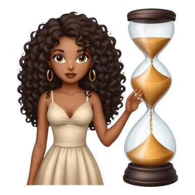 Black girl+with walking hour glass body+smoky eye +beautiful long curly hair sticker