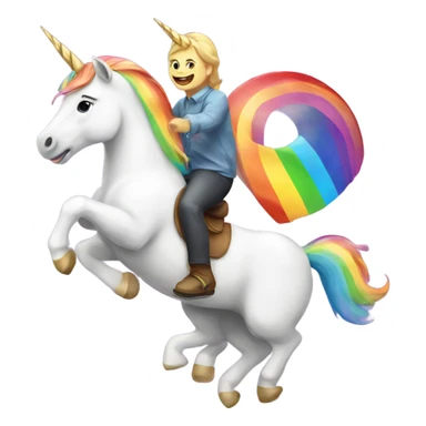 Unicorn riding a rainbow sticker