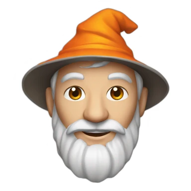 portrait smiling of a wizard style of Merlin, with orange cap sticker