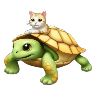 Un chat sur une tortue sticker