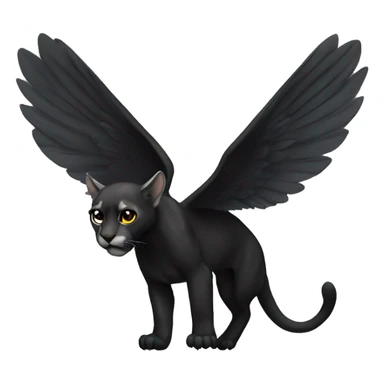 winged black puma flying sticker