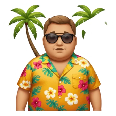 Fat man on beach sticker