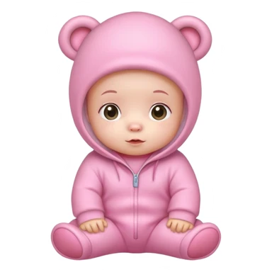 Cute baby with a pink bear jumpsuit  sticker