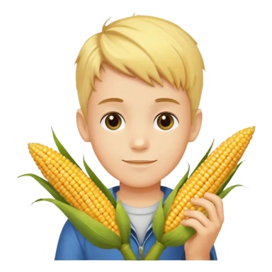 boy with corn on his hand sticker