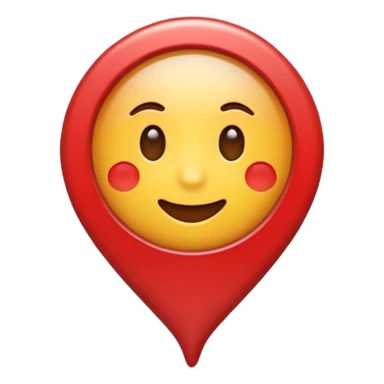 Emoji of a location pin, iPhone emoji style. Flat design, smooth gradients, rounded edges, soft shadows, clean look, white background sticker