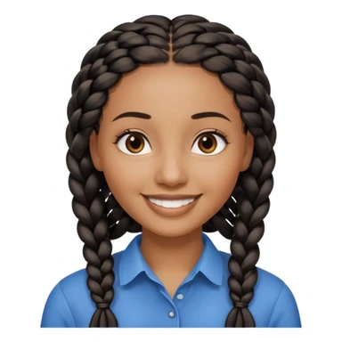 kenyan woman with long, black, braided hair in rows, brown eyes, pretty, round face, blond at tips of hair sticker