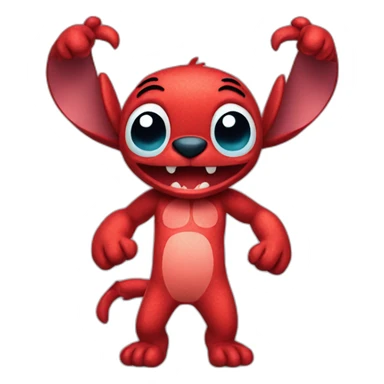 Stitch red with 4 arms sticker