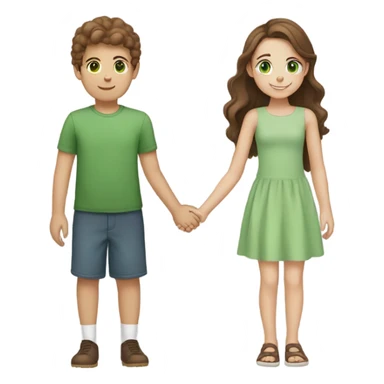 Girl with Brown Hair and Green eyes Holding Hands with Boy with Brown hair and Brown eyes  sticker