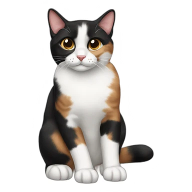 black white brown calico cat sit sticker