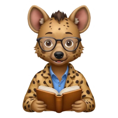 kitap okuyan gözlüklü sırtlan sticker