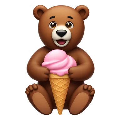 A bear holding a peach emoji ice cream  sticker