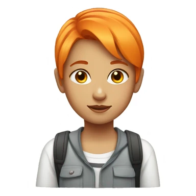 girl with orange short hair in school sticker