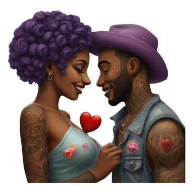 Romantic carnival date for beautiful tattooed couple sticker