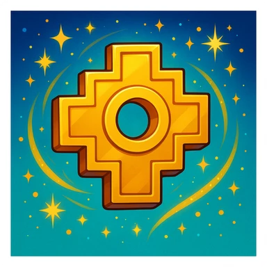 Chakana Andean cross in Disney style, vibrant, magical, gold color sticker