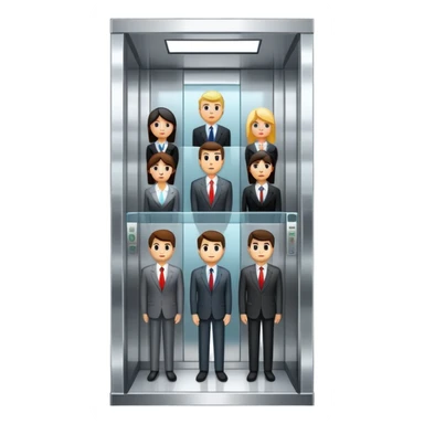 big office building elevator with people inside sticker