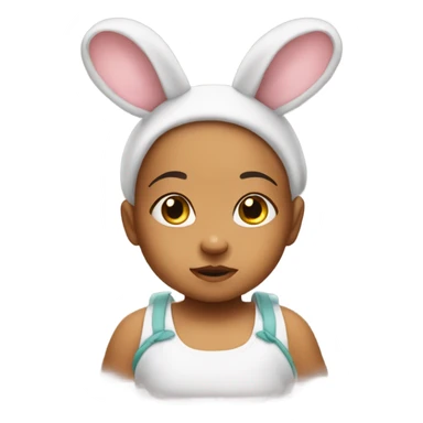 cute cragon baby with bunny ear headband sticker
