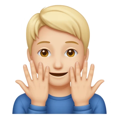 Covering the face with hands and peeping through your finger sticker