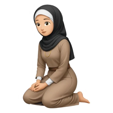 Woman Kneeling for Islamic prayer side view sticker