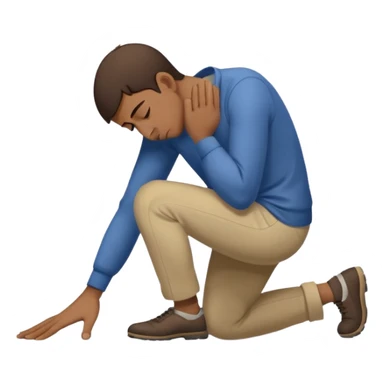 man bowing down on the ground in a gesture of giving up, simple and clear sticker